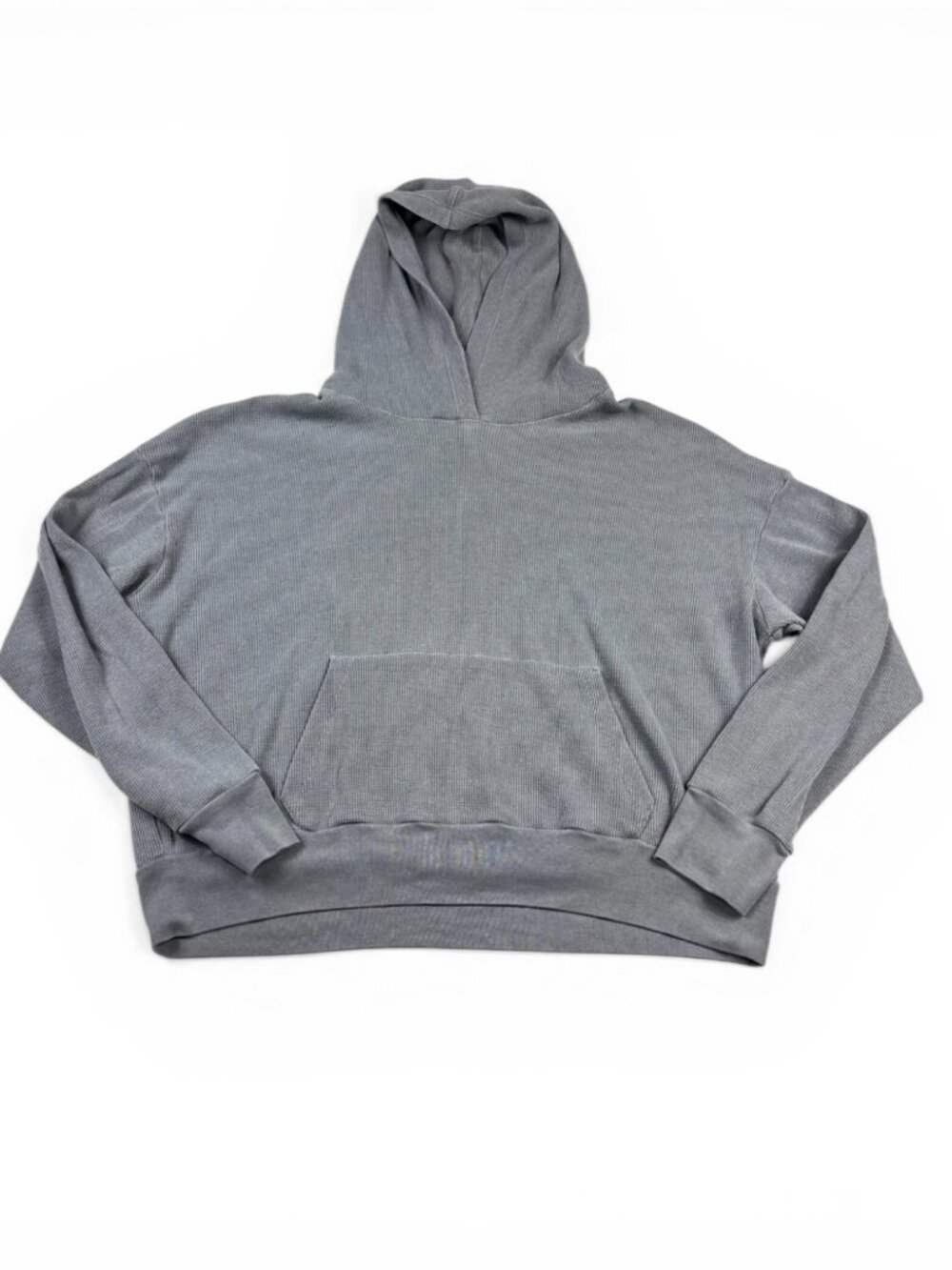 Sundry Waffle Knit Hoodie Gray Comfy Relaxed Fit Laid Back Layering Pullover 1 S